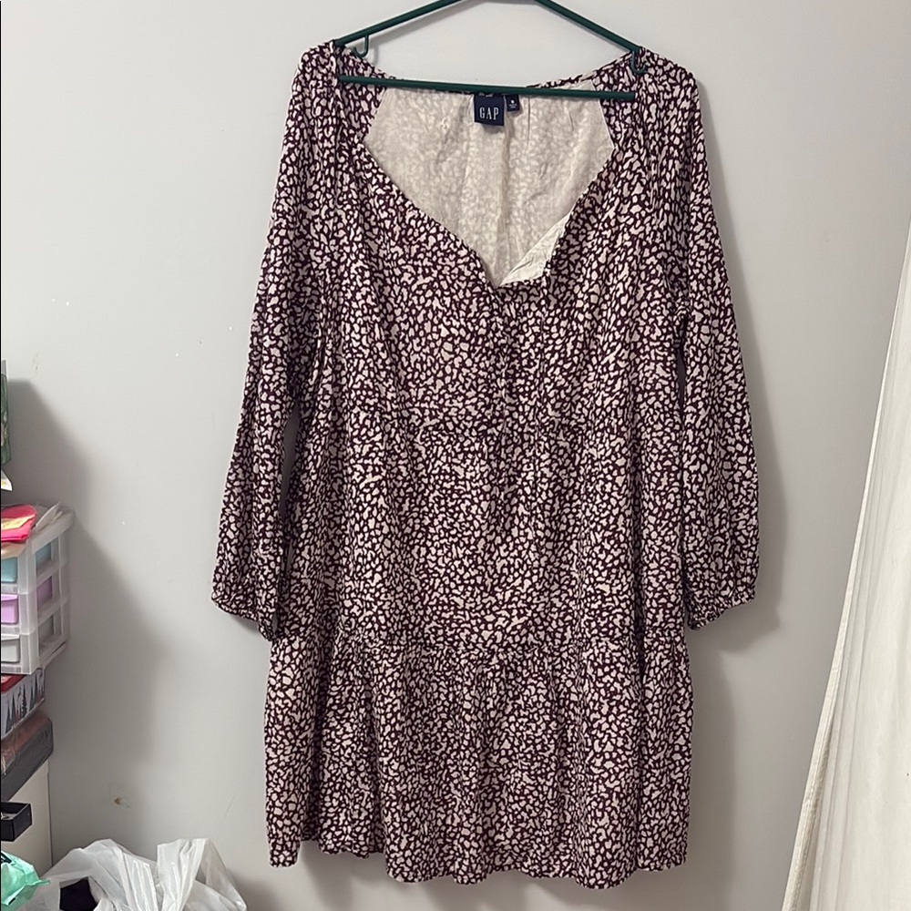 GAP Pink and Brown Casual Sundress with Bishop Sleeves